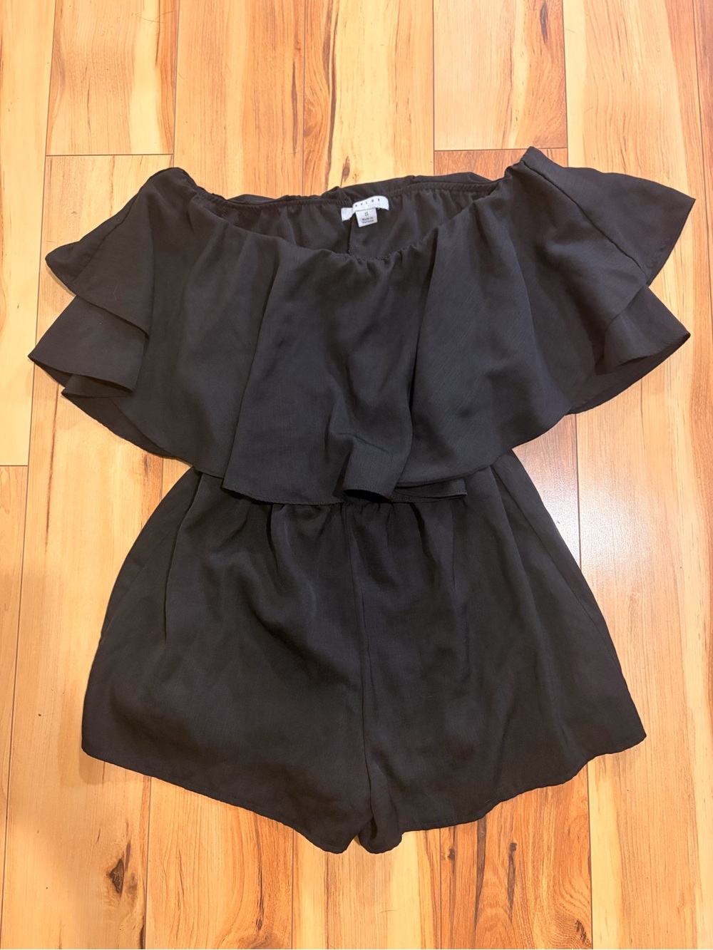 FAVLUX Black Off-Shoulder Ruffle Romper